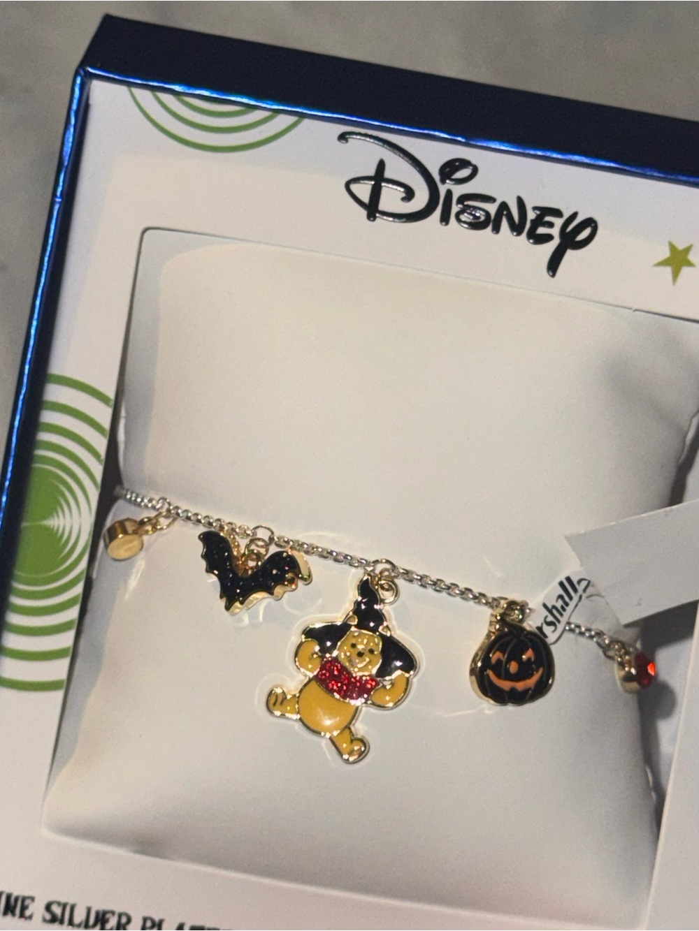 Disney Gold silver -Tone Halloween Charm Bracelet with Winnie the pooh Accents